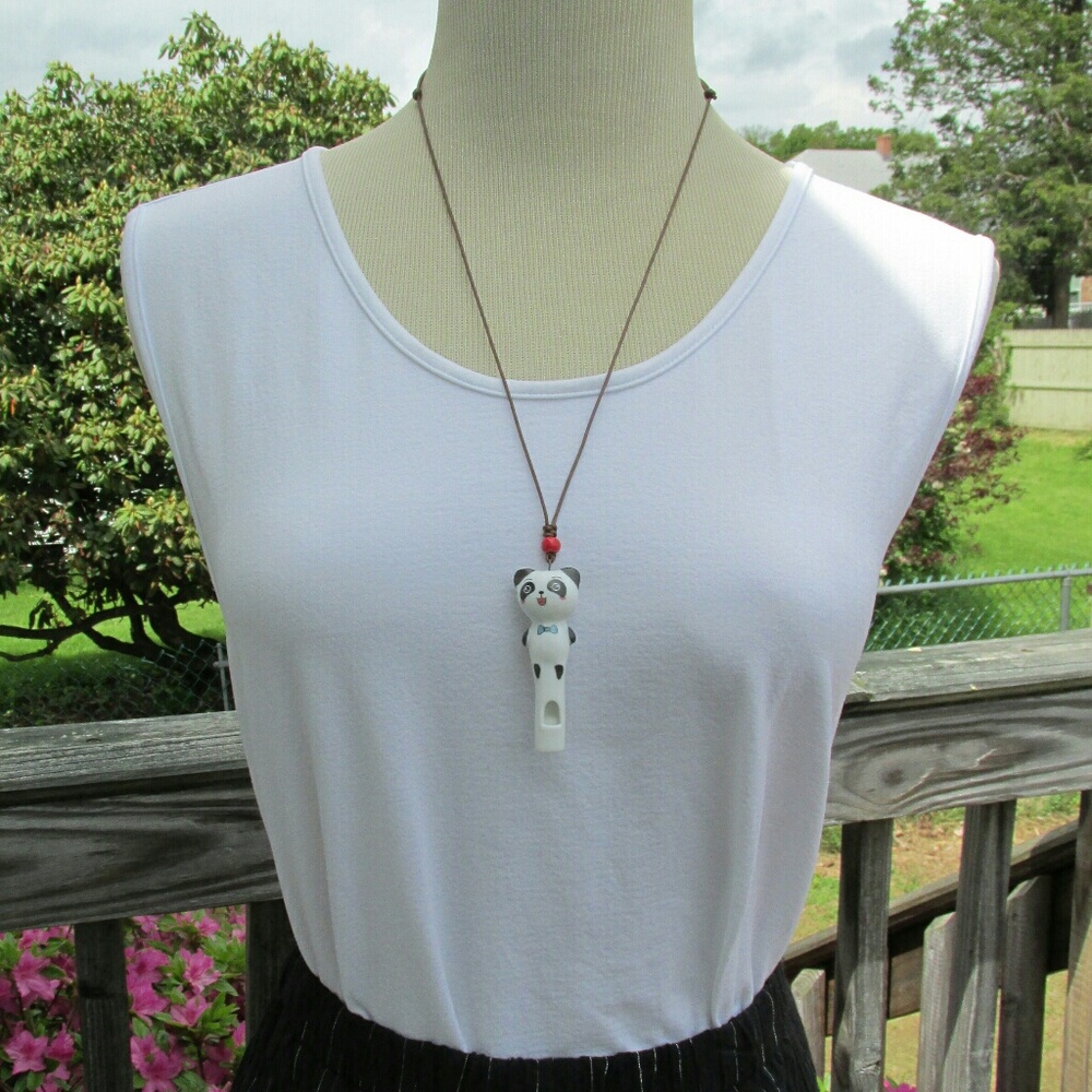 Porcelain Panda Whistle Necklace Kawaii